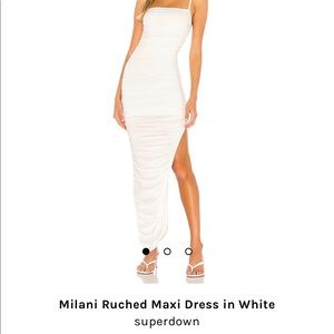 Superdown White Milani Ruched Bachelorette Party Dress